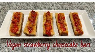 Vegan strawberry biscoff cheesecake bars