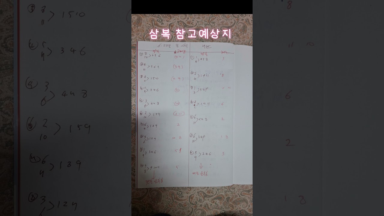 번호 하나골라버리고 삼복 복승 찍어보기