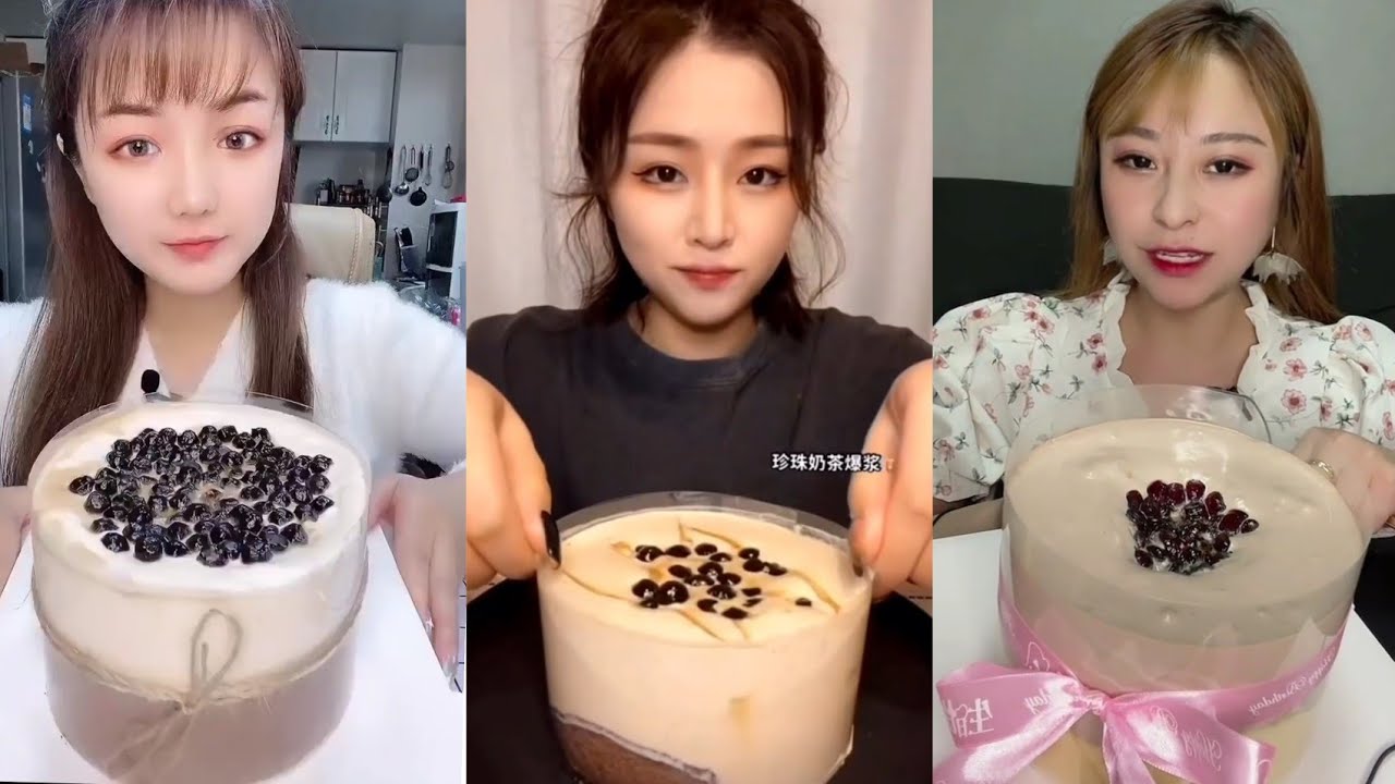 Delicious ASMR Boba Lava Cake Mukbang Dessert || Cream Lava Cake, Chinese Dessert ||Taste Cravings