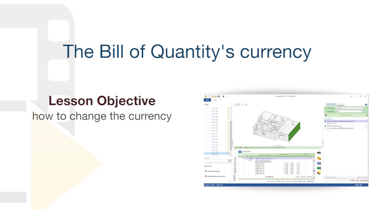 PriMus IFC Tutorial - The BoQ's currency - ACCA software - YouTube