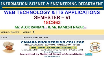 VTU WEB18CS63 WEB TECHNOLOGY AND ITS APPLICATIONS M4 L1 Discussion About PHP Array