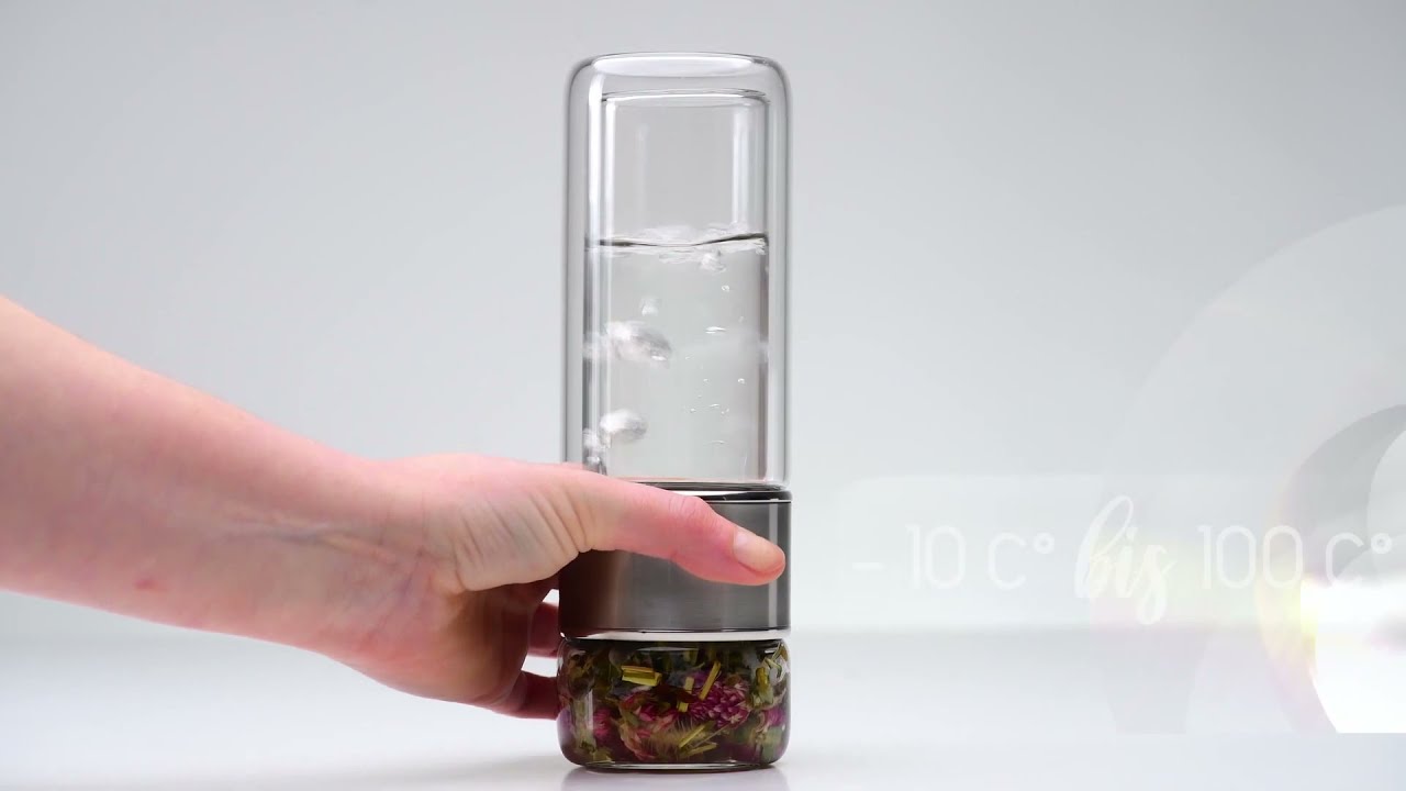 HRB Teekanne aus Glas mit Sieb Edelstahl, Thermoskanne