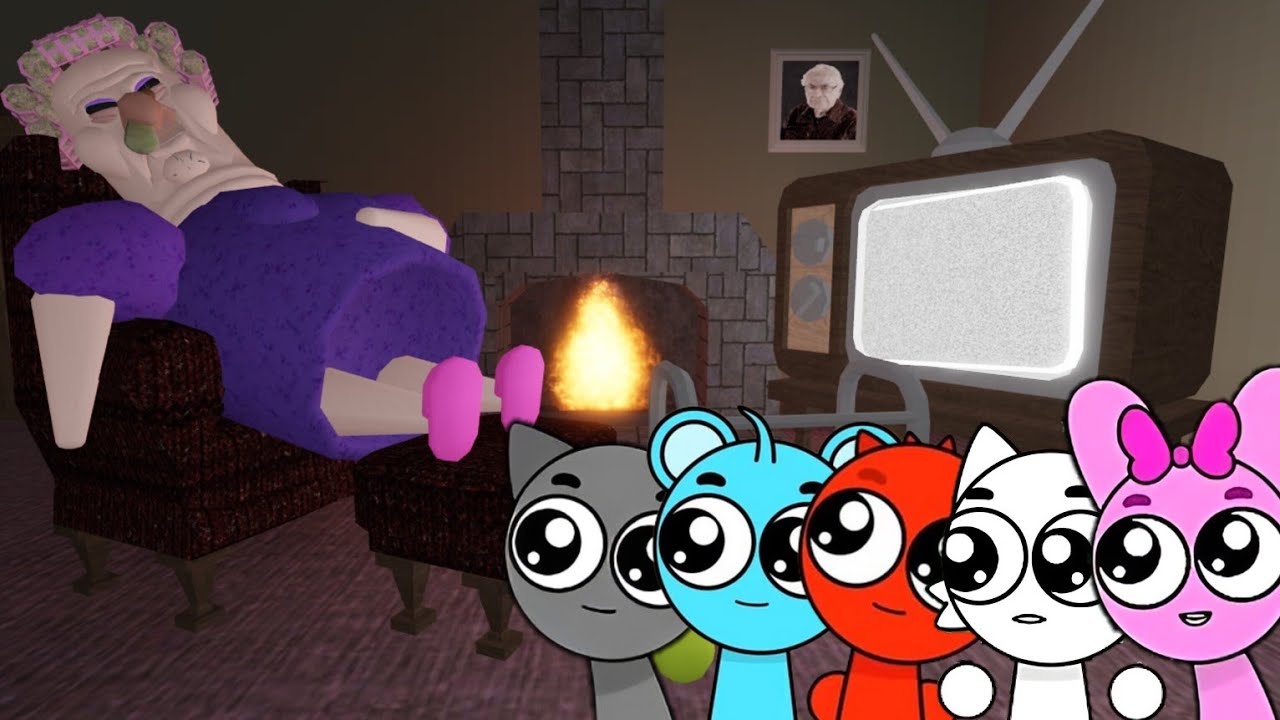 Sprunki Baby Gray, Sky, Raddy, Wenda & Pinki Played Grumpy Gran Scary Obby in ROBLOX 