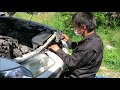 MAZDAカペラのエアコン修理風景　Air conditioner repair scene Mazda Capella