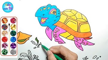 BÉ NA TÔ MÀU VẼ CON RÙA CON ❤️ COLORING TURTLE ❤️ CUBI TV