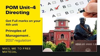 Unit 4 Directing MCQ for Principles of Management| anna university| online exam