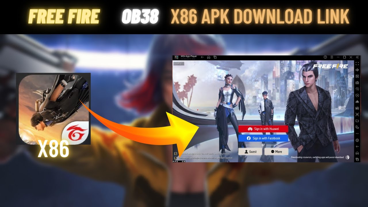 Free Fire Ob 38 X86 Apk Download link🔥No lag ⚡200 Fps+