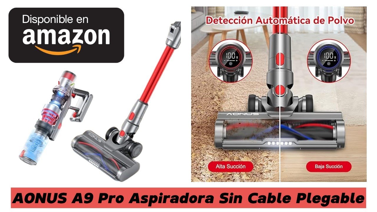 aonus A9 Aspiradora sin Cable, 33000Pa/500W Aspirador Escoba sin Cable  Potente, Aspiradora 8 en 1 con Pantalla Táctil, Autonomía 60 Min Batería  Extraíble, para Hogar Suelos Alfombras Pelo de Mascotas : : Hogar  y cocina