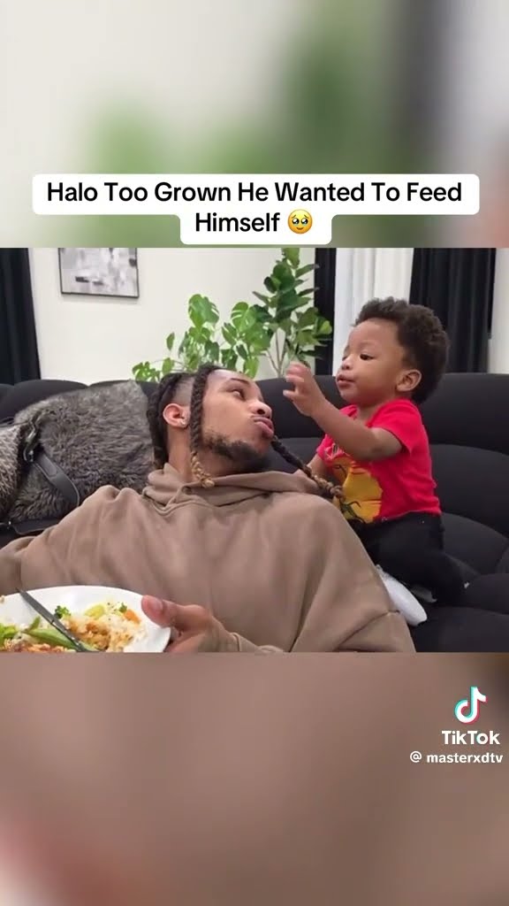 Halo wanted to feed himself #hoodnews #halo #ddg #foodie #reaction #baby #trending #viralvideo #how