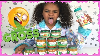 Baby Food Challenge Gross Barf! ~ Gabriella Damaris Show