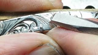 : Hand Engraved Sterling Silver Carved Scroll Cuff Bracelet
