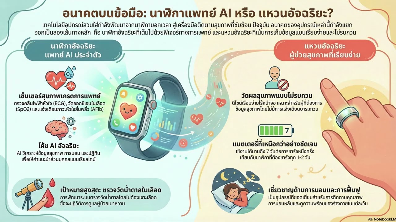 ดีเบต 2026: นาฬิกาครองโลก หรือแหวนอัจฉริยะจะมาแทน? ศึกชิงข้อมูลสุขภาพ