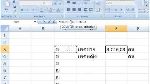 การนับจำนวน ด้วย Excel