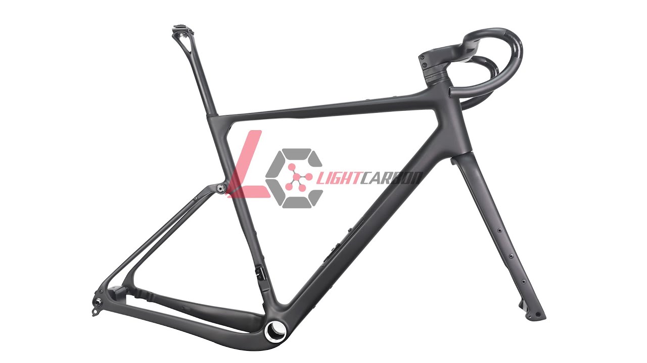 LightCarbon Gravel Frameset Micro Suspension Pivot Design With Handlebar