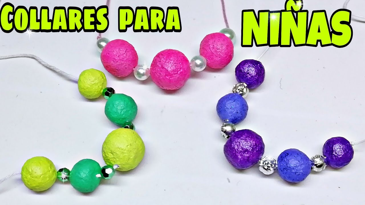 DIY/ BISUTERIA PARA NIÑAS. COLLARES RECICLADOS HECHOS CON PULPA DE PAPEL. 