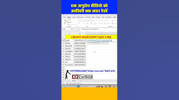 Create WhatsApp Chat link in Excel  Create WhatsApp Chat Link to start a quick chat in Excel #Shorts