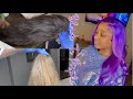 Wig Transformation😈 | BLEACH BATH | Bleaching Wig From Black To Purple in 3 MINUTES  |🦄 *WATERCOLOR*