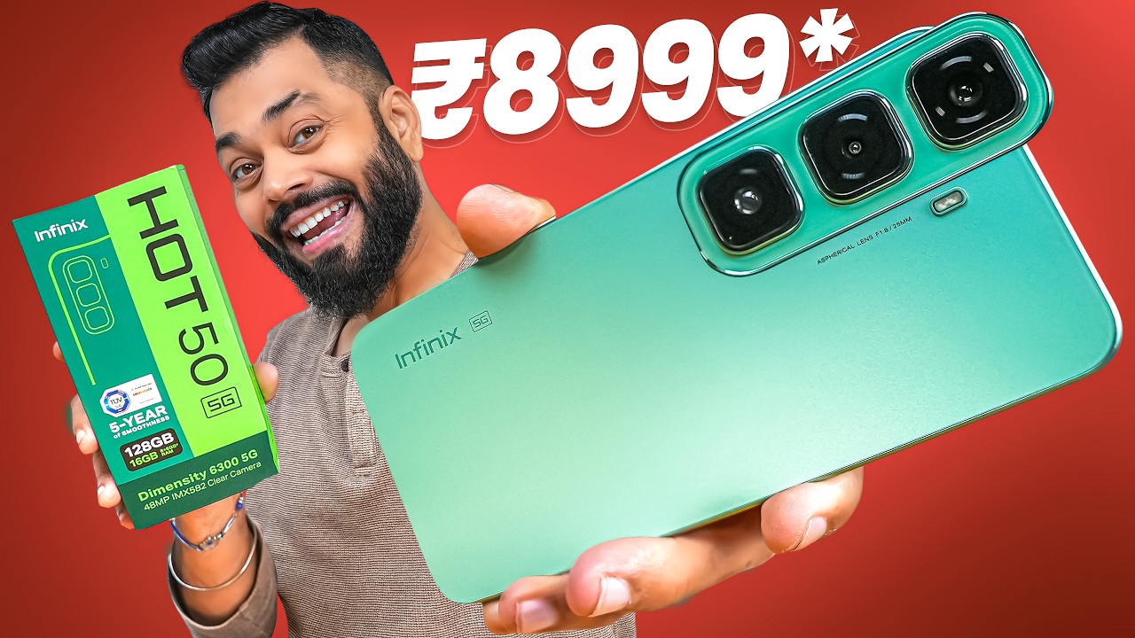 Infinix Hot 50 5G Unboxing & First Look ⚡Dimensity 6300, 128GB, 7.8mm Slim @₹8,999*