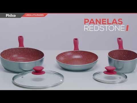 Jogo de 3 Panelas Philco Redstone – Cinza/Vermelho