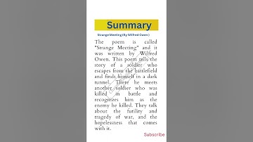 Strange Meeting By Wilfred Owen(Summary) || Class 11 English Poem (ICSE Board)