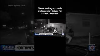 Chase ending on crash and arrest of driver for street takeover