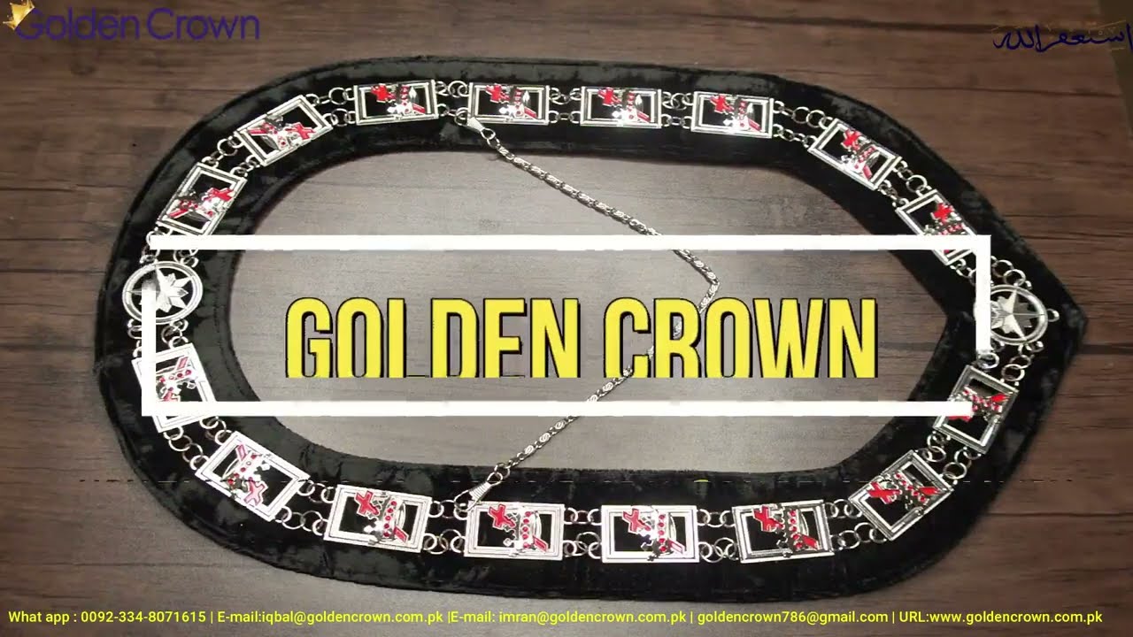 Masonic Knight Templar Officer Chain Collar Silver Jewels on Black Velvet