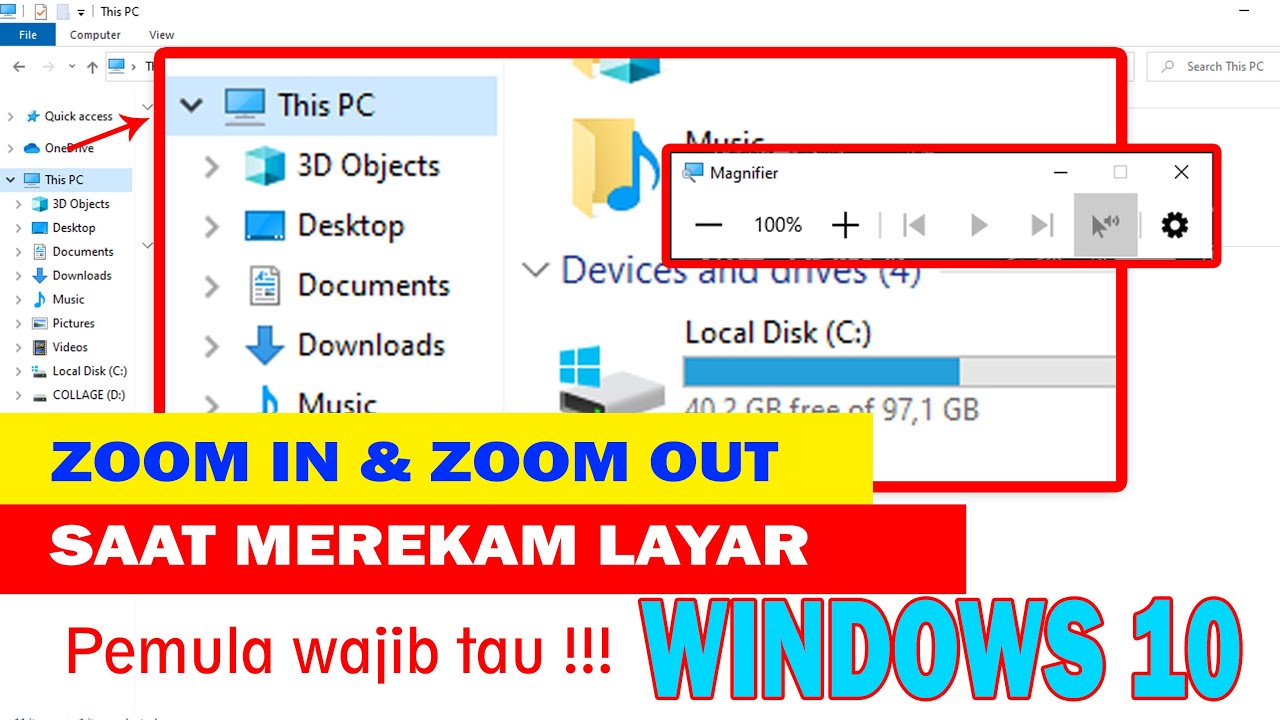 Cara Zoom In & Zoom Out saat merekam layar (Aplikasi bawaan windows 10