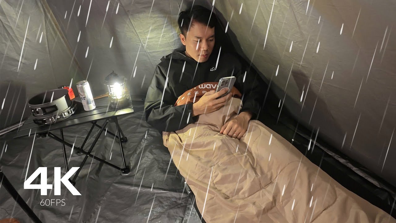 Solo camping in the forest under heavy RAIN and STORM ASMR - YouTube