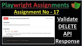 Playwright Assignment 17 | Validate DELETE API Response | Pradeep Nailwal