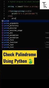 Palindrome code in python || how to find palindrome in 🐍🐍 - YouTube