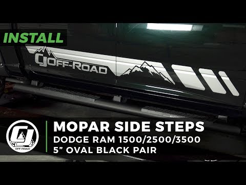 2015-dodge-ram-install:-pair-of-mopar-black-5"-oval-side-steps-with-rubber-step-pads