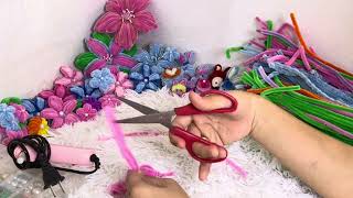 How to make mini flower using fuzzy wire #fuzzywireflowers