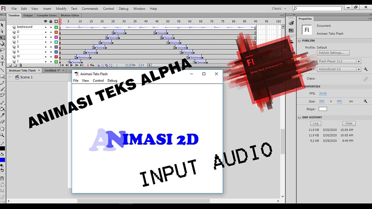  Membuat  Animasi  TEKS dan input AUDIO Menggunakan  Adobe  