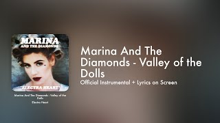Marina - Valley of the Dolls (Official Instrumental + Lyrics on Screen / Karaoke)