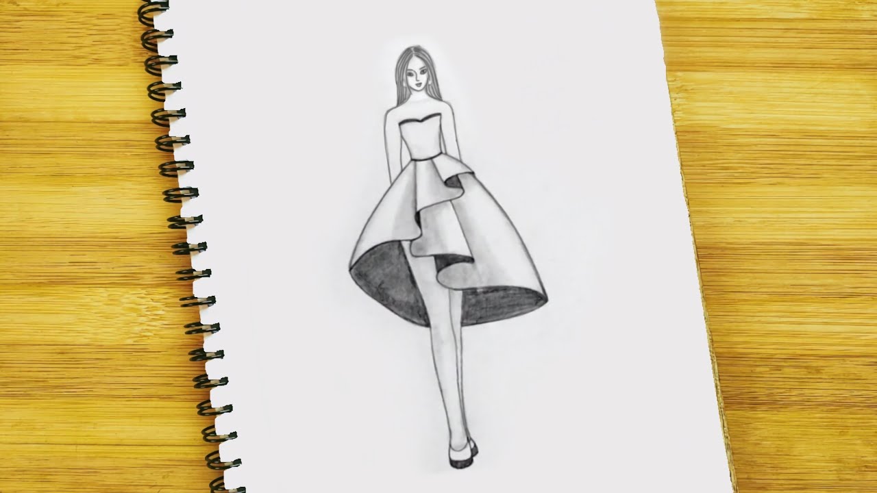 How to Draw a Girl l Girl with Beautiful Dress l Girl Drawing l Fashion Illustration
