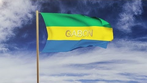 4K Gabon flag with title waving in the wind. Looping sun rises style. Animation loop Stock video