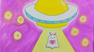Cute Kawaii Mini Doodle : UFO AND ALIEN
