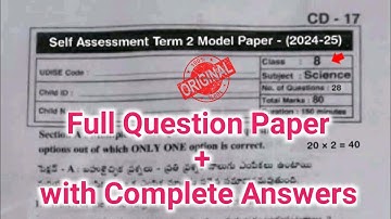 💯real Ap 8th class physical science Sa term 2 Model Paper and answer 2025|8th Sa2 physics paper 2025