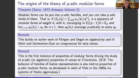 8th PRCM: Ellen Eischen, p-adic aspects of L-functions and automorphic forms