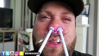 Girlfriend waxes boyfriend's nose hair!