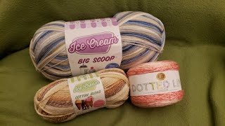 Lion Brand Yarn Unboxing & Review! - Dotted Line, Ice Cream Cotton Blend, and more!