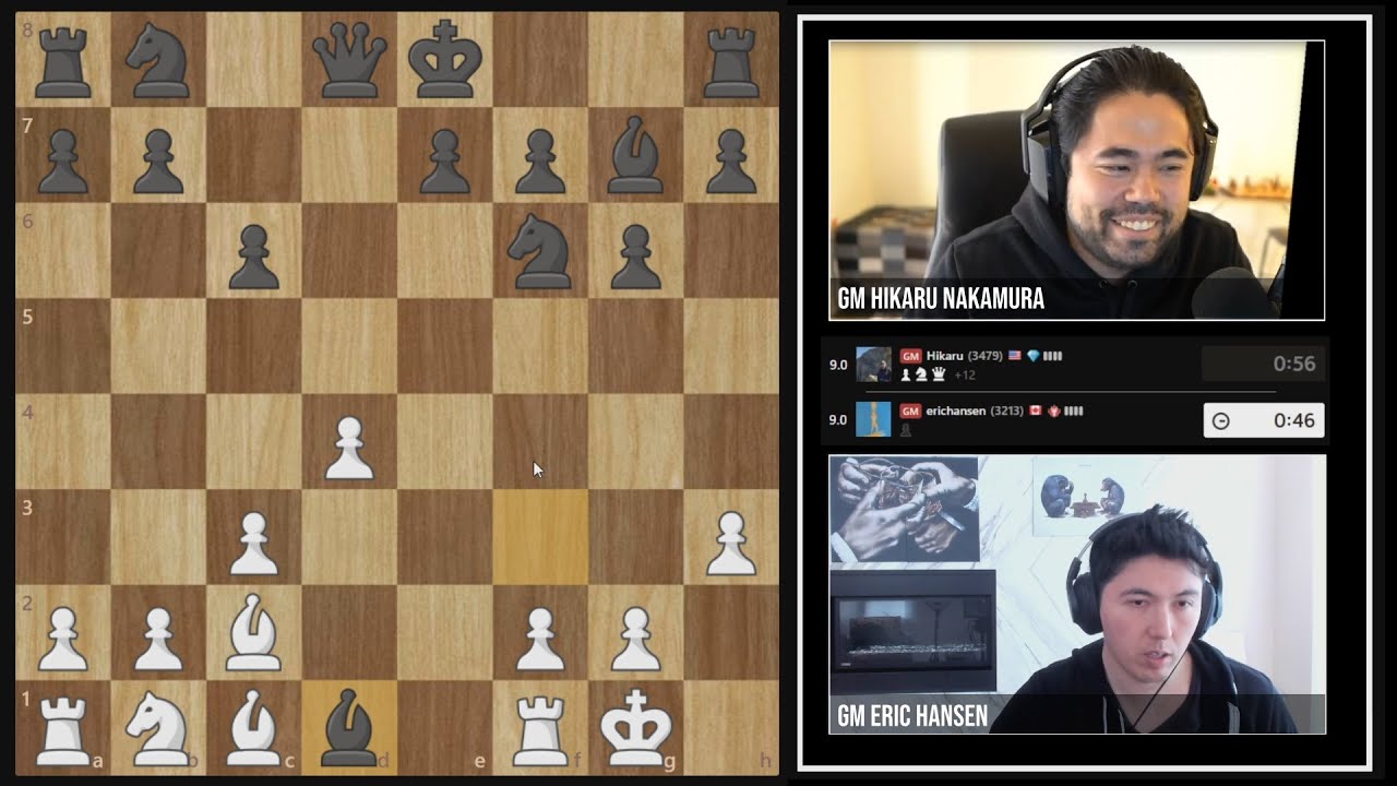 Eric Hansen hangs queen against Hikaru and then redeems himself, on YouTube