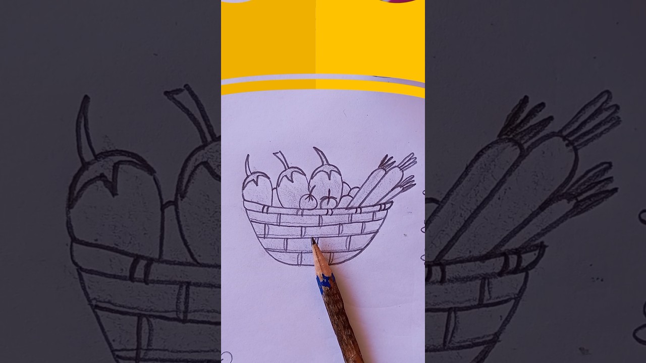How to draw a vegetable basket 
