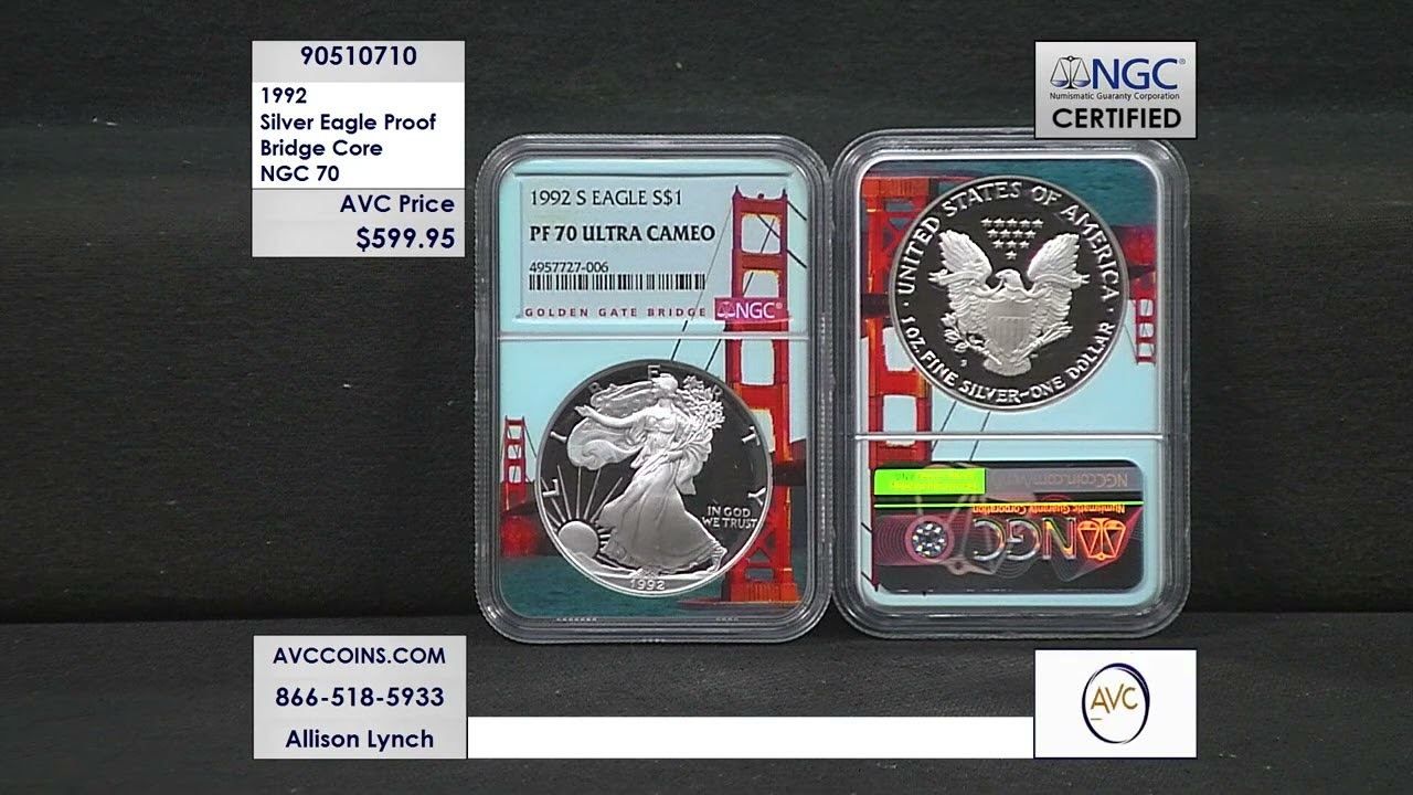 1992 Silver Eagle Proof Bridge Core NGC 70 YouTube 1992 Silver Eagle Proof Bridge Core NGC 70 YouTube
