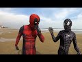 SUPERHERO in real life | Spider-man, Venom and Deadpool Go To The Beach | Comedy Funny Video