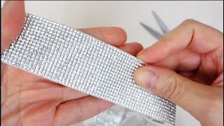 Jollidecor Silver Rhinestone Ribbon (7 Rolls Self Adhesive): Unboxing & Demo