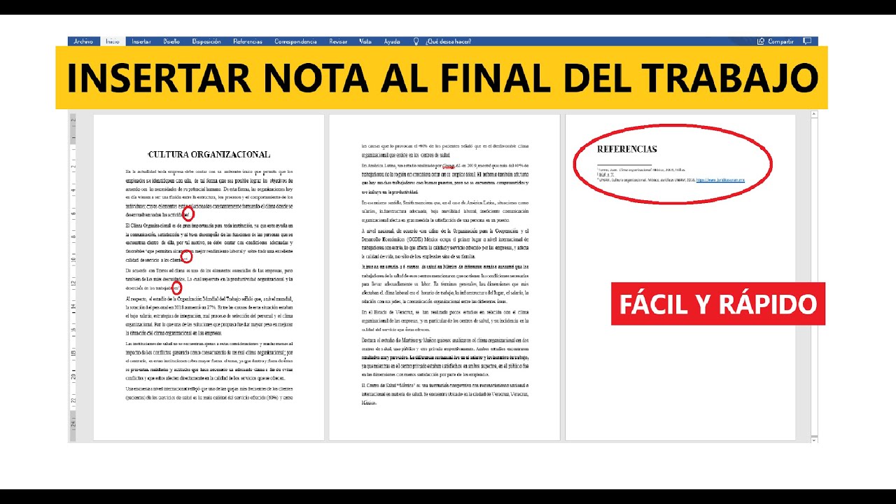 CÓMO INSERTAR NOTA AL FINAL DEL TRABAJO (BIBLIOGRAFÍA) EN WORD CÓMO INSERTAR NOTA AL FINAL DEL TRABAJO (BIBLIOGRAFÍA) EN WORD