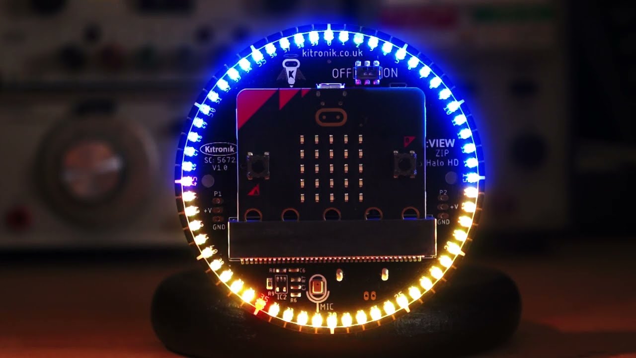 Clock and stopwatch in MicroPython for the Kitronik ZIP Halo HD