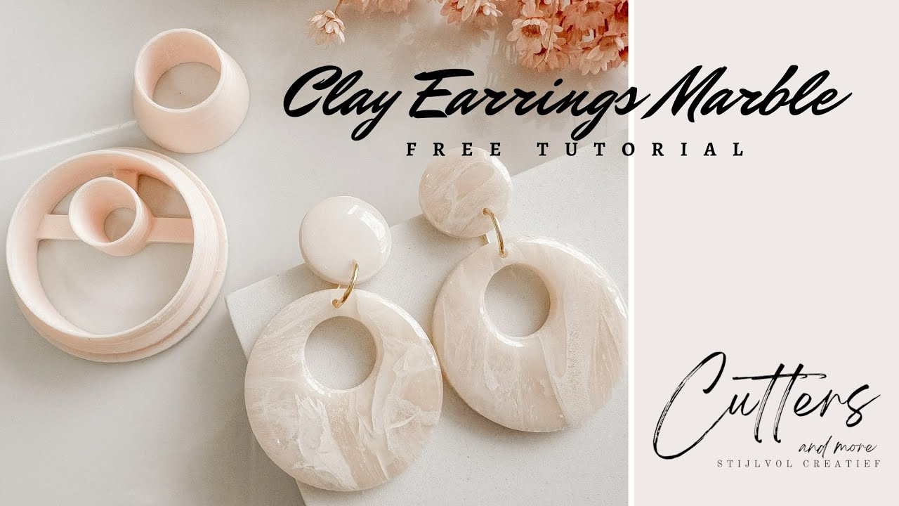 Polymerclay earrings Marble, beginners oorbellen polymeerklei marmer