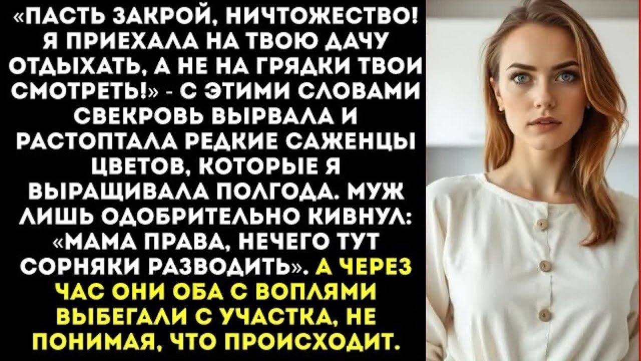 «Пасть закрой, ничтожество! Я приехала на дачу отдыхать!» — кричала свекровь на МОЕЙ даче.